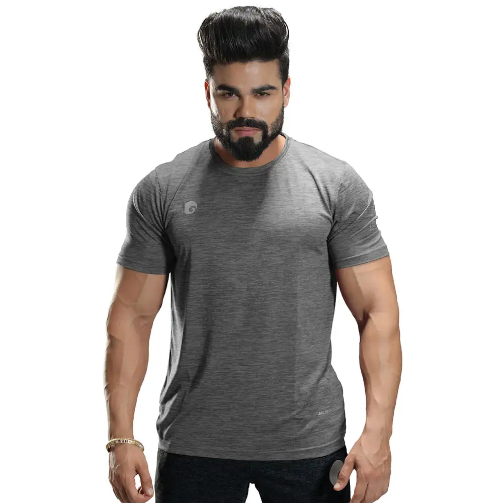 Omtex Gym Polyester T Shirt TS1801,  Light Grey  XL