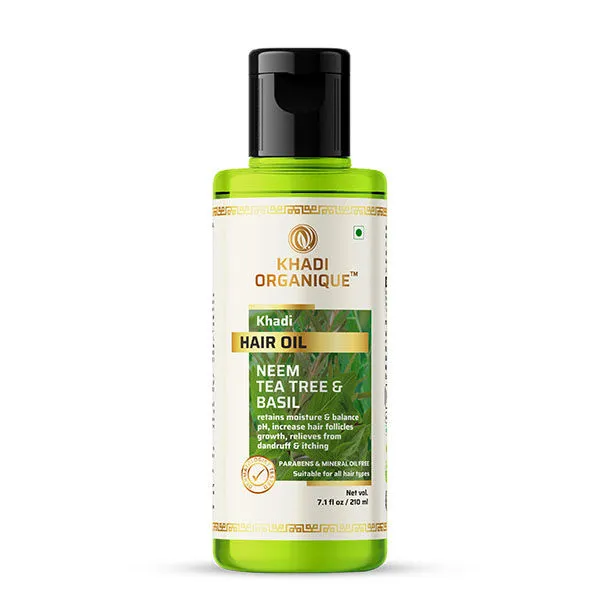 Khadi Organique Neem Tea Tree & Basil Hair Oil