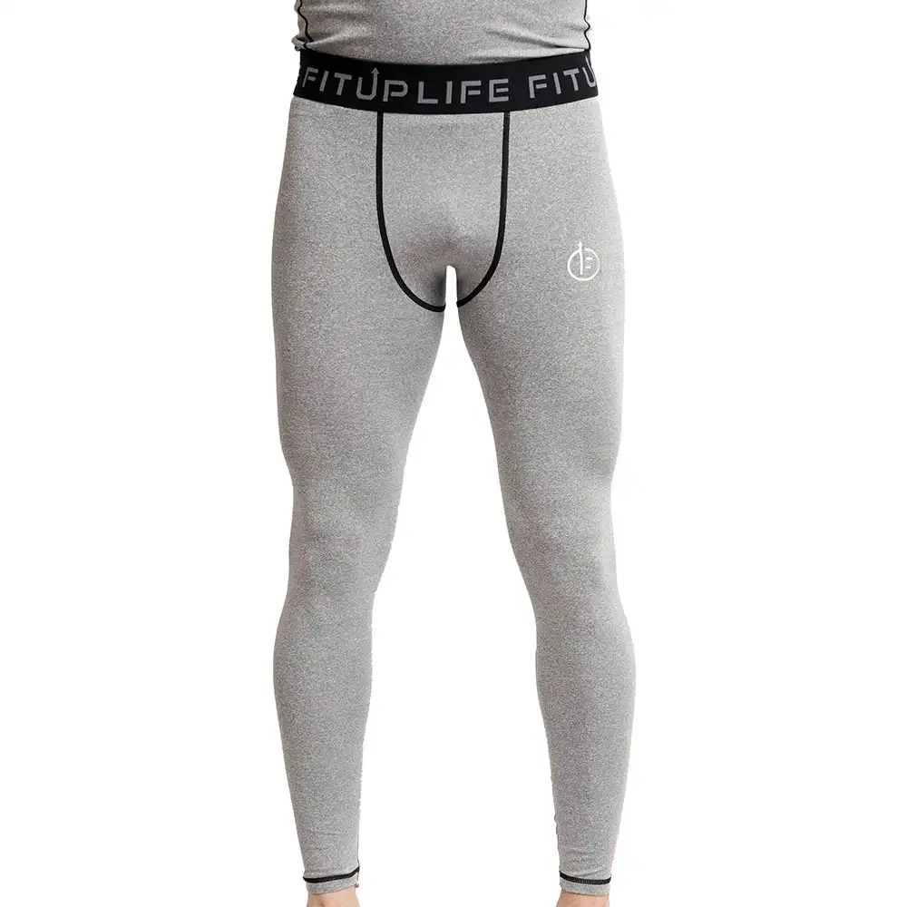 Fitup Life Solid Men Tights Compression,  Grey  Large