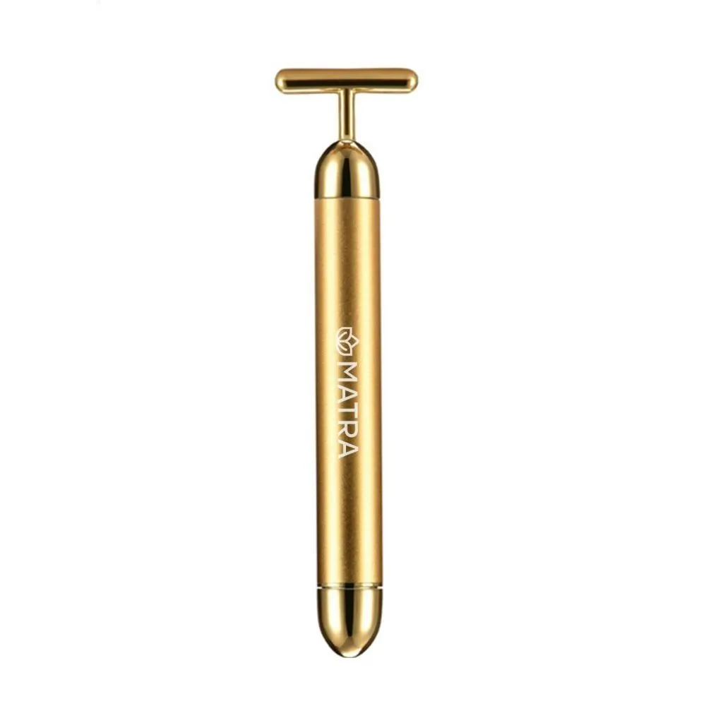 Matra 24K Gold Face Massager T Shape Electric & Vibrating Face Roller