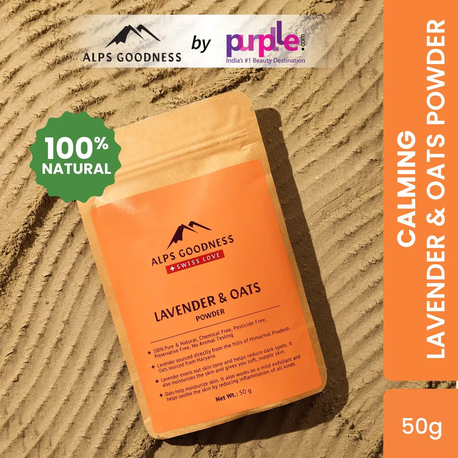 Alps Goodness Lavender & Oats Powder (50 gm)| 100% Natural Powder | Calming Face Mask| Face Mask for Sensitive Skin