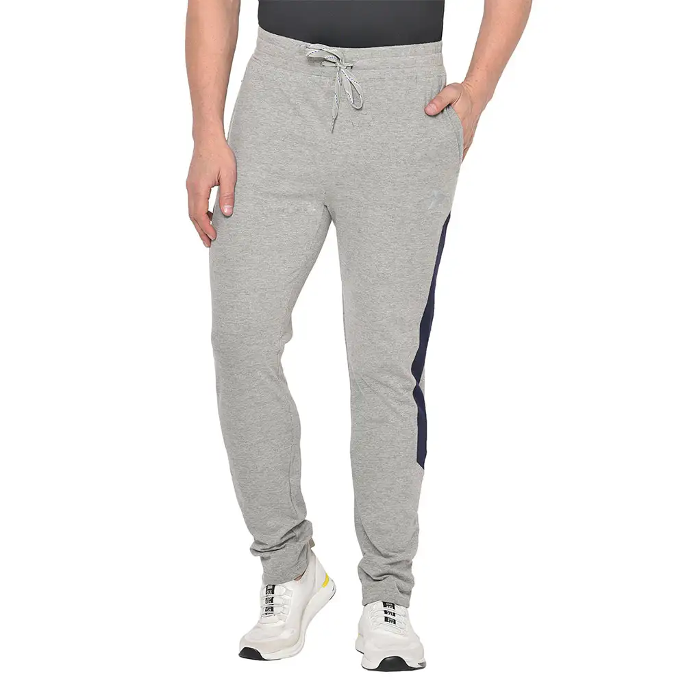 Fitinc Side Striped Cotton Trackpant with Both Side Zipper Pockets,  Grey  XL