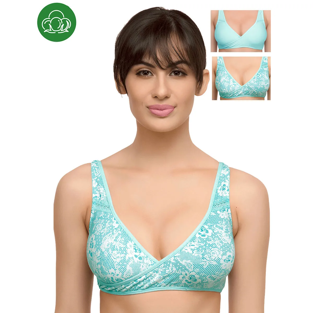 Inner Sense Organic Antimicrobial Sleeping/Feeding Bra Pack of 3 - Multi-Color (36D)