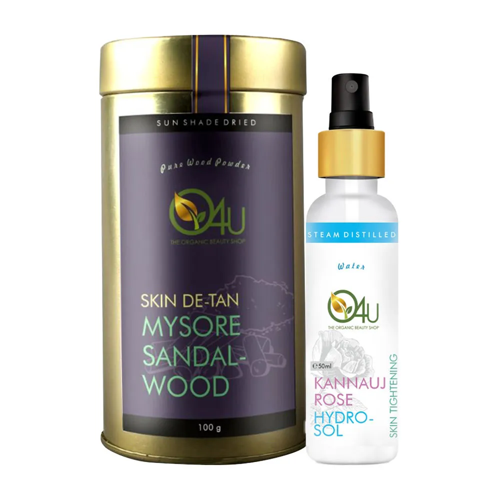 O4U Pure & Organic Mysore Sandalwood Powder + Kannauj Rose Face & Body Mist