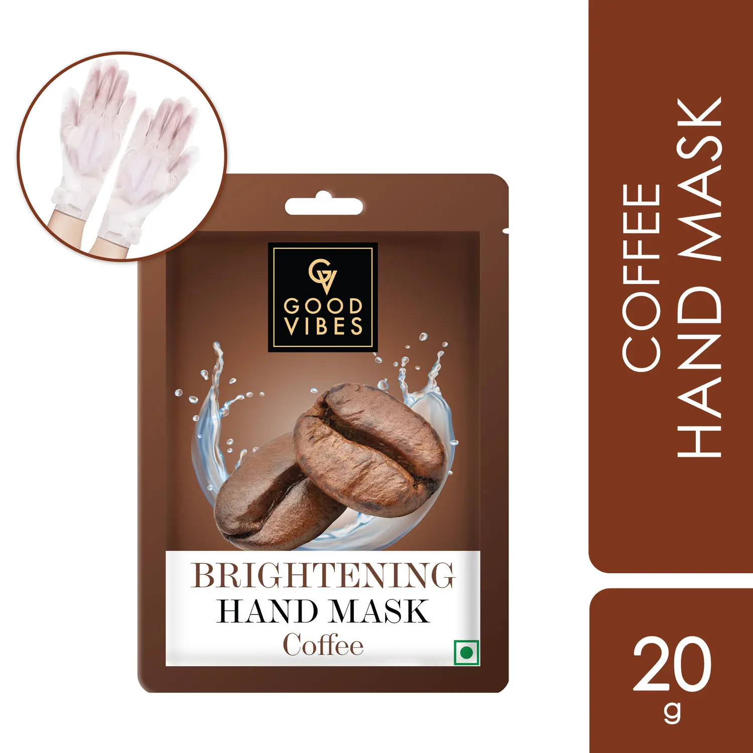 Good Vibes Coffee Brightening Hand Mask | Moisturizing, Cleansing | Vegan, No Parabens, No Sulphates, No Alcohol, No Animal Testing (20 g)