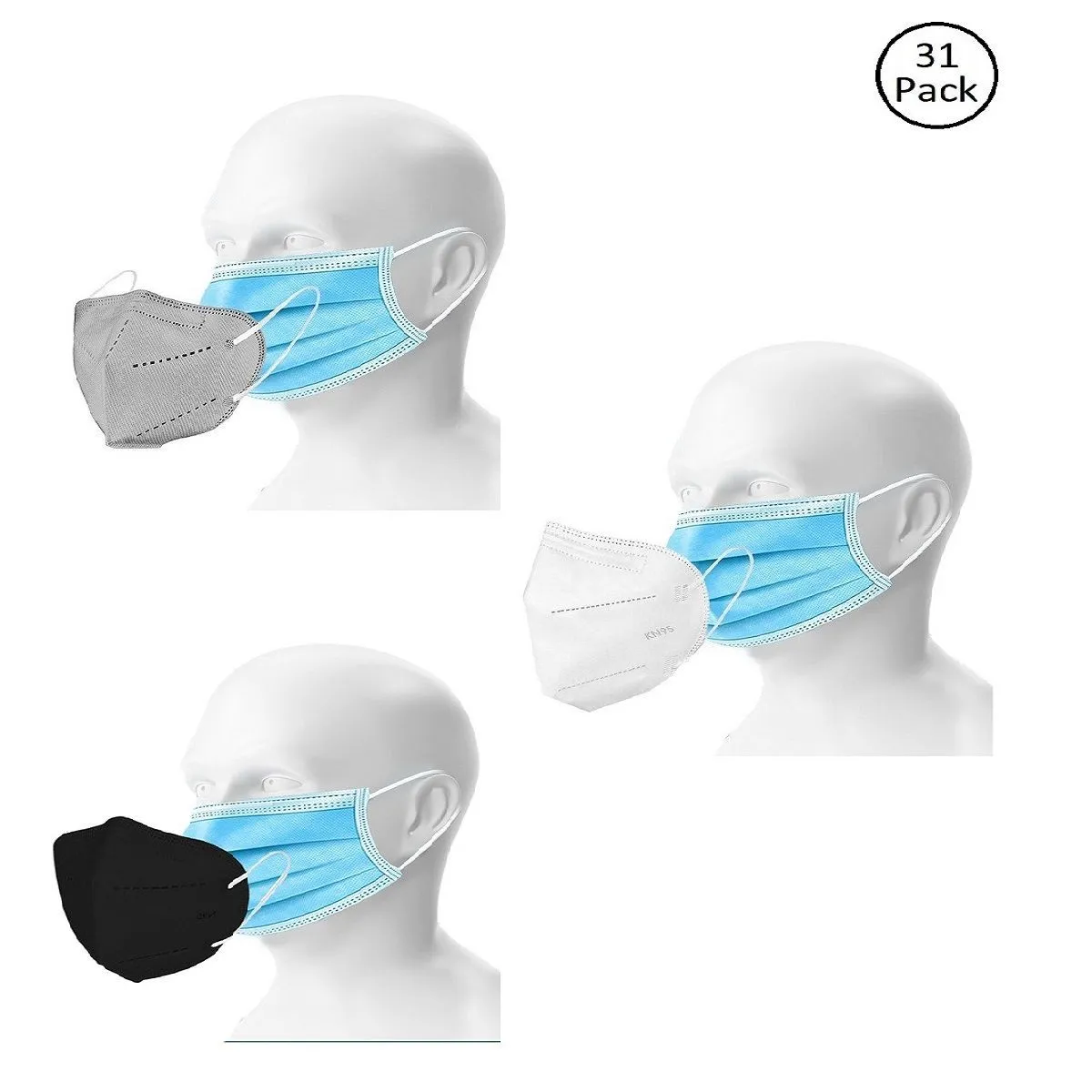 Fabula Double Mask Set of 25 Disposable & 6 Kn95/N95 Mask