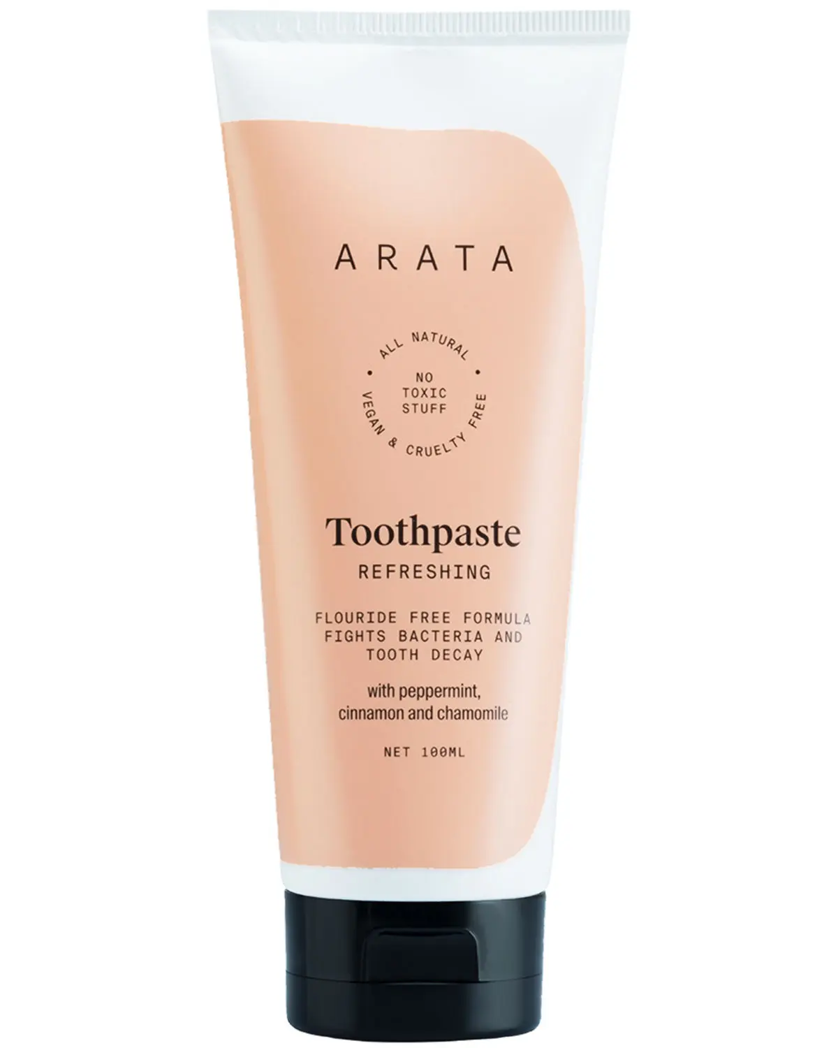 Arata Natural Refreshing Toothpaste with Peppermint ,Cinnamon & Chamomile || All Natural ,Vegan & Cruelty Free || Flouride Free Formula Fights Bacteria & Tooth Decay -100 ml