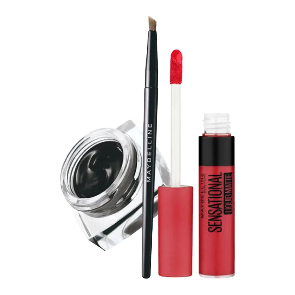 Maybelline New York Lasting Drama Gel Eyeliner With Sensational Liquid Matte Lipstick