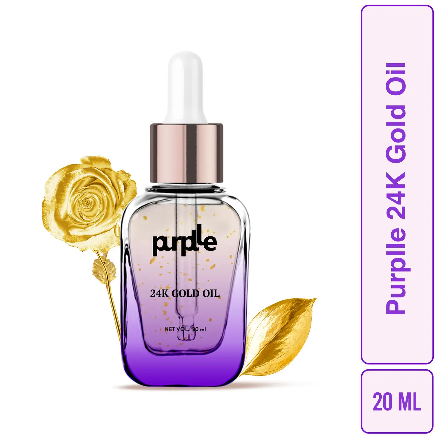 Purplle 24K Gold Oil | All Skin Types | Anti-Aging | Brightening | Diminishes Scarring | Hydrating | Quick Absorption (20 ml)