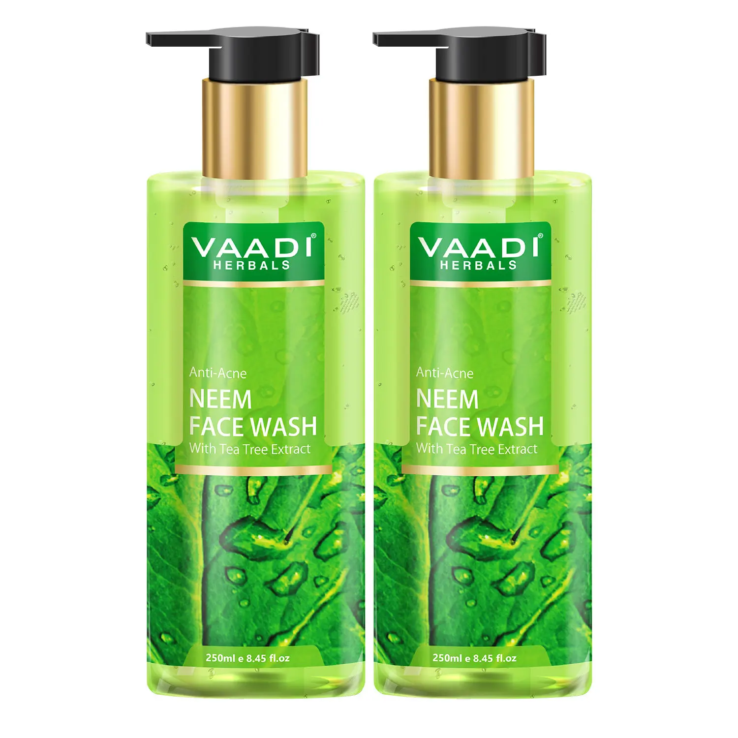 Vaadi Herbals Pack of 2 Anti-Acne Neem Face Wash with Tea Tree Extract (250 ml x 2)