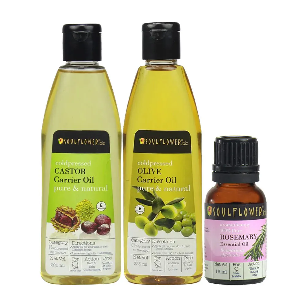 Soulflower Olive Carrier Oil Castor Oil & Rosemary Essential Oil