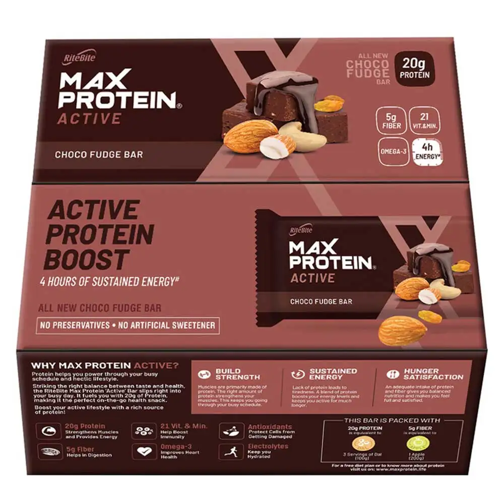 RiteBite Max Protein Active Bar (20g Protein),  12 bar(s)  Choco Fudge