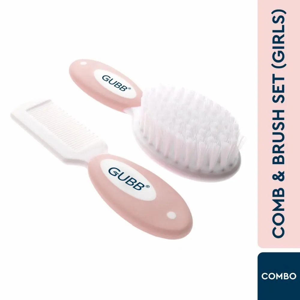 GUBB Baby Grooming Kit, Baby Comb & Brush Set - Light pink