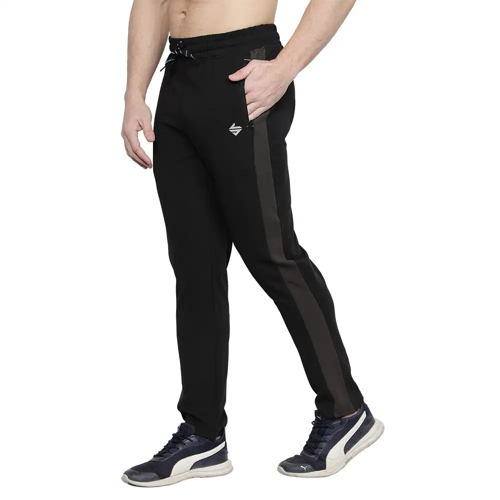 John Ally Men's Gym & Sports Trackpant with Two Zipper Pockets,  Jet Black  Large