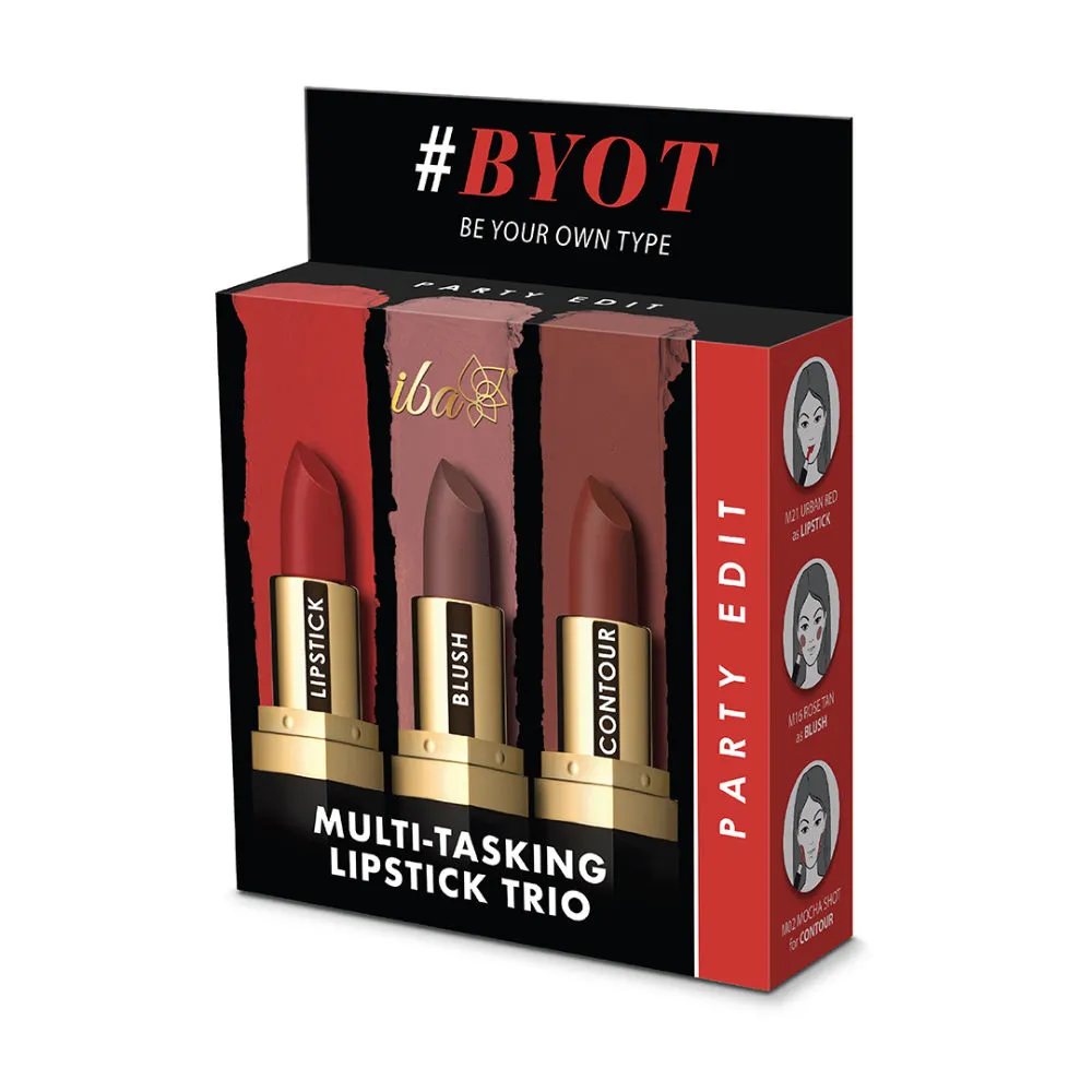 IBA Multi-Tasking Lipstick Trio - Party Edit (lipstick Blush & Contour)