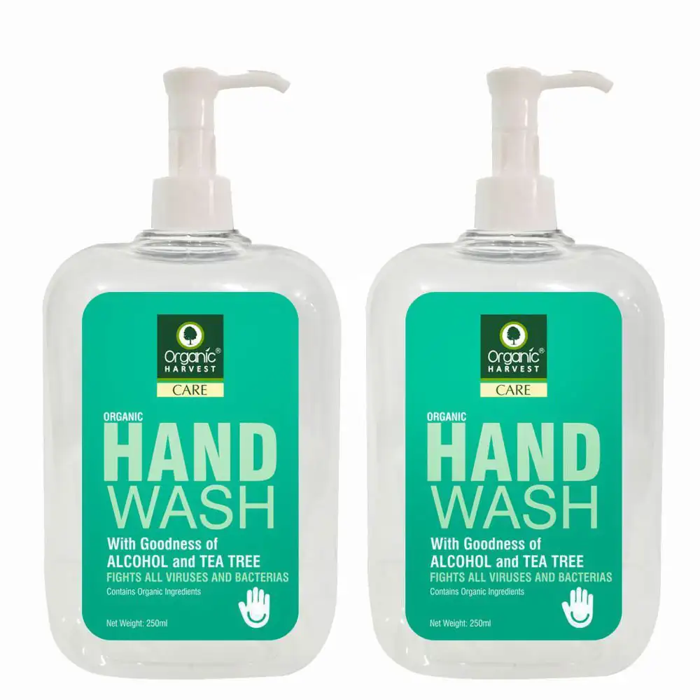 Organic Harvest Hand Wash,  Alcohol & Tea Tree  250 ml  Fights All Viruses & Bacteria (Pack of 2)