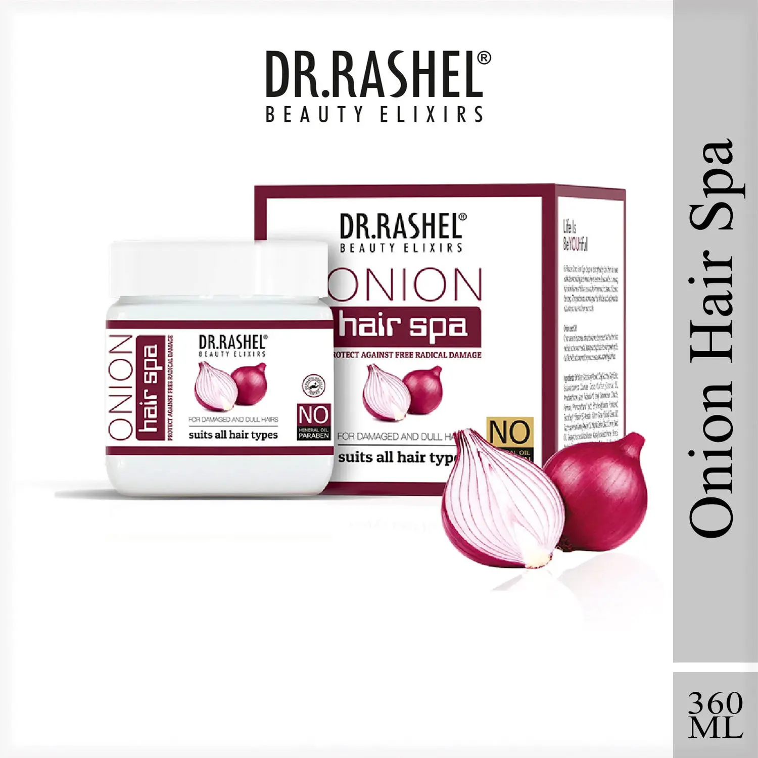 Dr.Rashel Onion Hair Spa For Damaged & Dull Hair Suits All Hair Types (360ml)