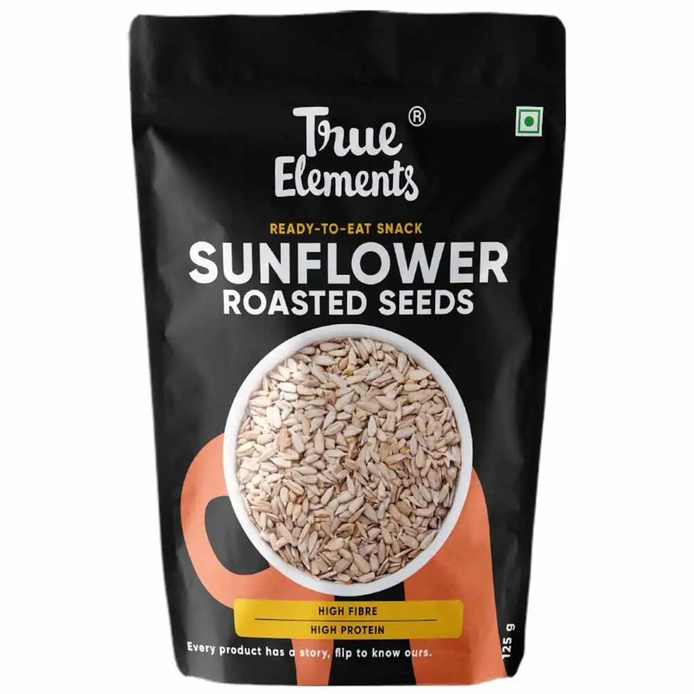 True Elements Roasted Sunflower Seeds,  Unflavoured  0.125 kg