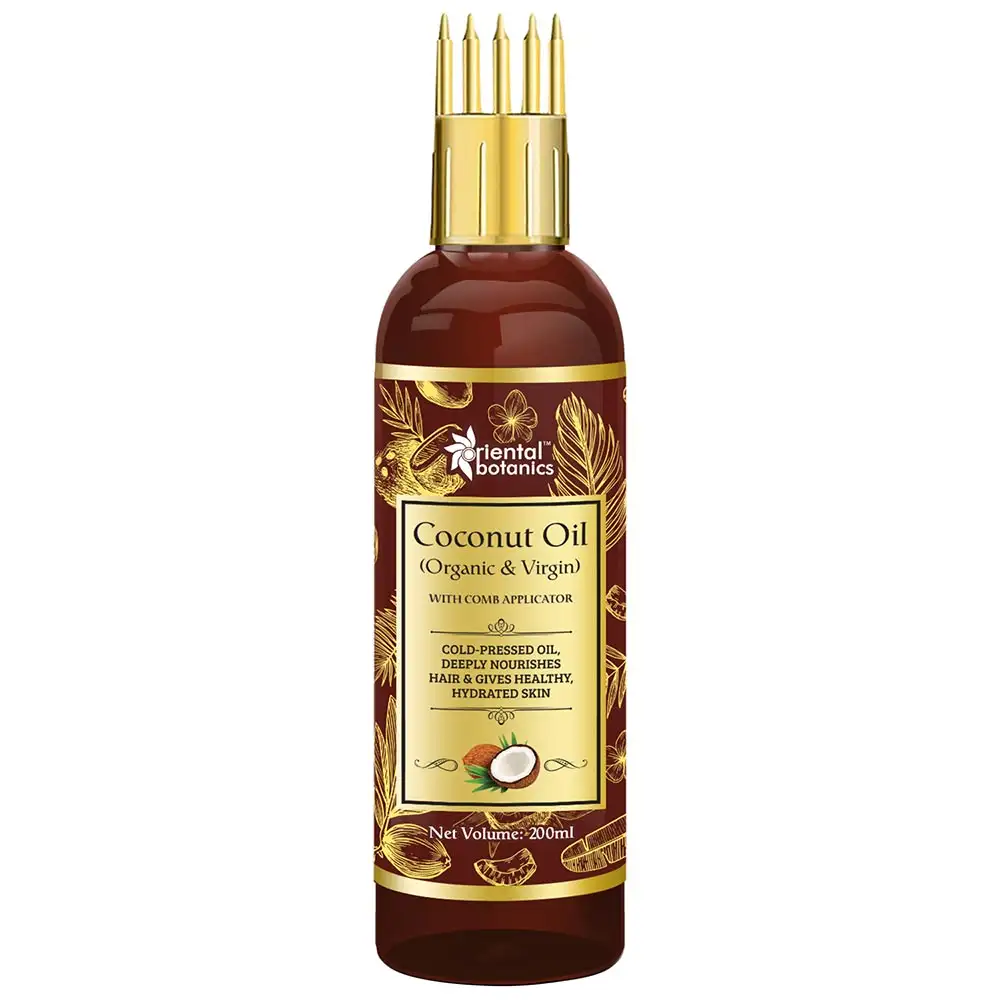 Oriental Botanics Organic Virgin Coconut Oil with Comb Applicator,  200 ml  for Hair and Skin Care