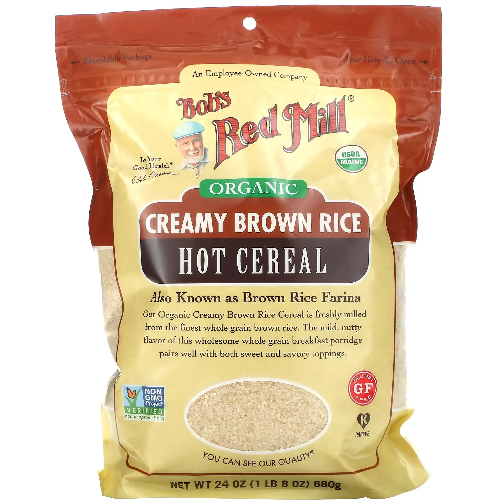 Organic Creamy Brown Rice, Hot Cereal, 24 oz (680 g)