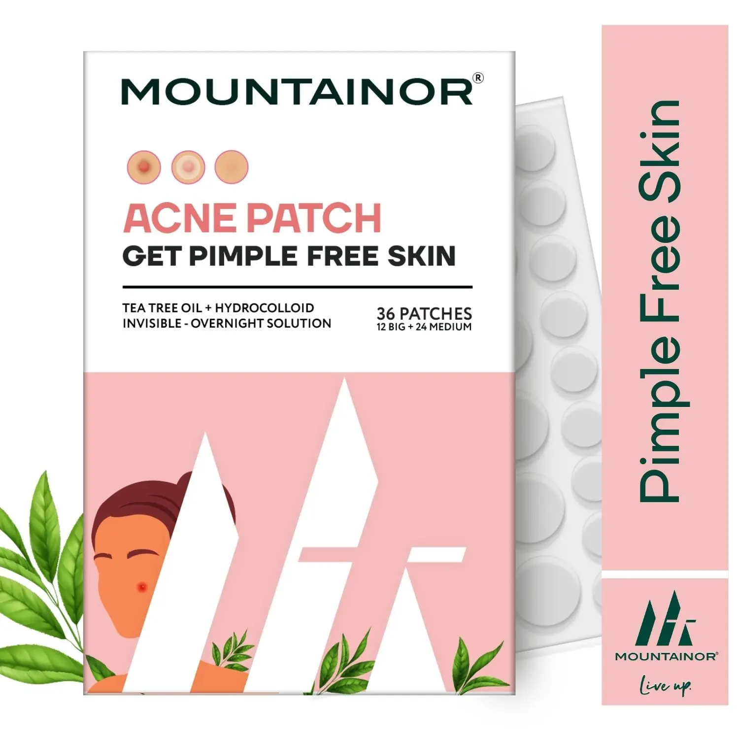 Mountainor Acne Pimple Patch - Tea Tree Oil + Hydrocolloid Patches (36 pcs)