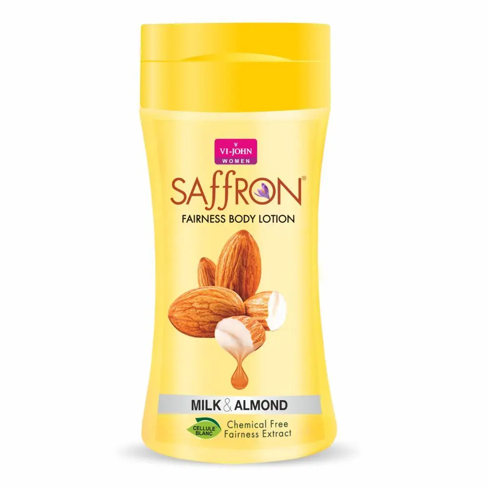 VI - JOHN Women Milk Almond Skin -Ageing Non greasy Chemical Free Fairness Extract Saffron Fairness Body Lotion Enriched with Vitamin E, moisturizes skin upto 48 hour(pack of 1,250 Ml)