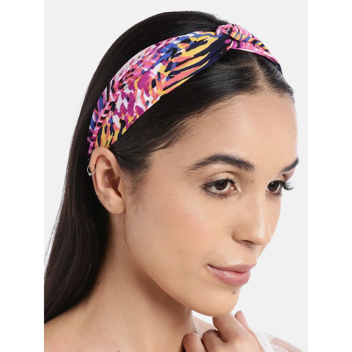 Blueberry Leaf Printed Multi Colour Knot Hairband