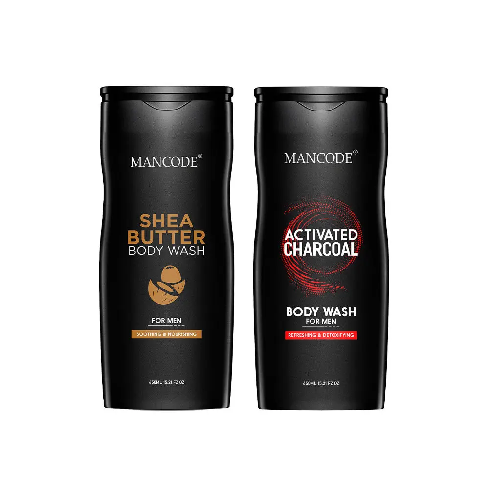 Mancode Shea Butter & Activated Charcoal Body Wash, 450ml Each (Pack Of 2)