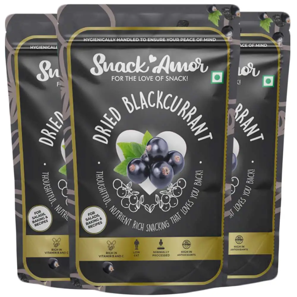 SnackAmor Dried Blackcurrant,  Unflavoured (Pack of 3)  100 g