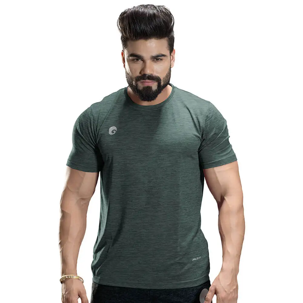 Omtex Gym Polyester T Shirt TS1801,  Green  Medium