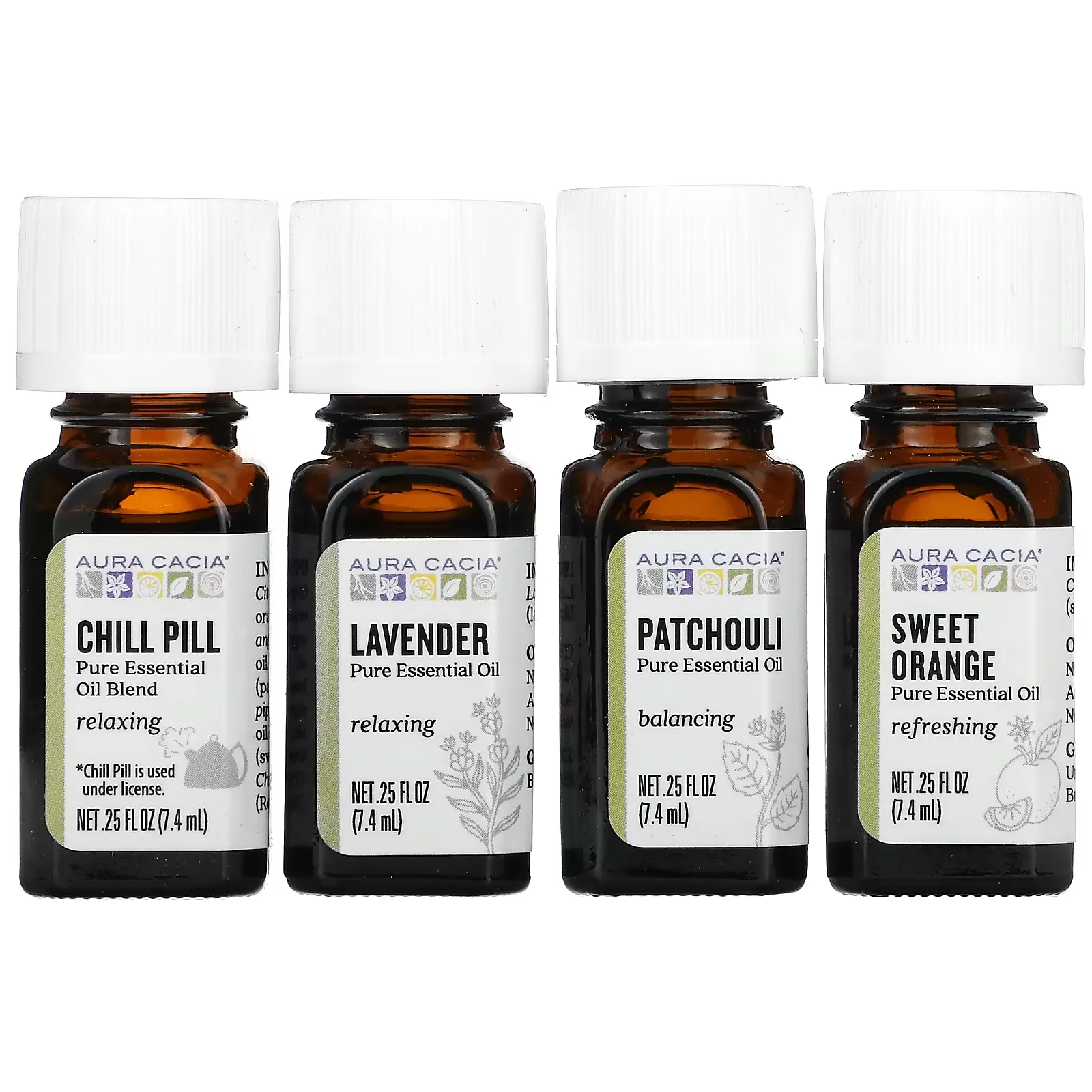 Discover Relaxation Kit, Essential Oils, 4 Bottles, 0.25 fl oz (7.4 ml ) Each