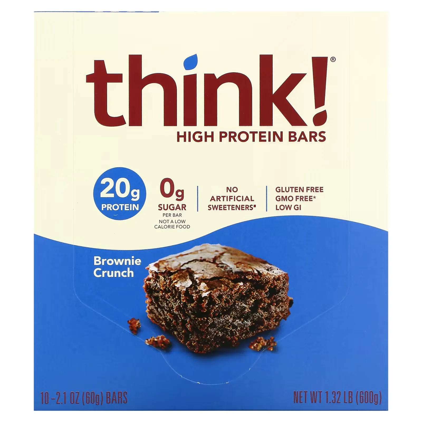 High Protein Bars, Brownie Crunch, 10 Bars, 2.1 oz (60 g) Each