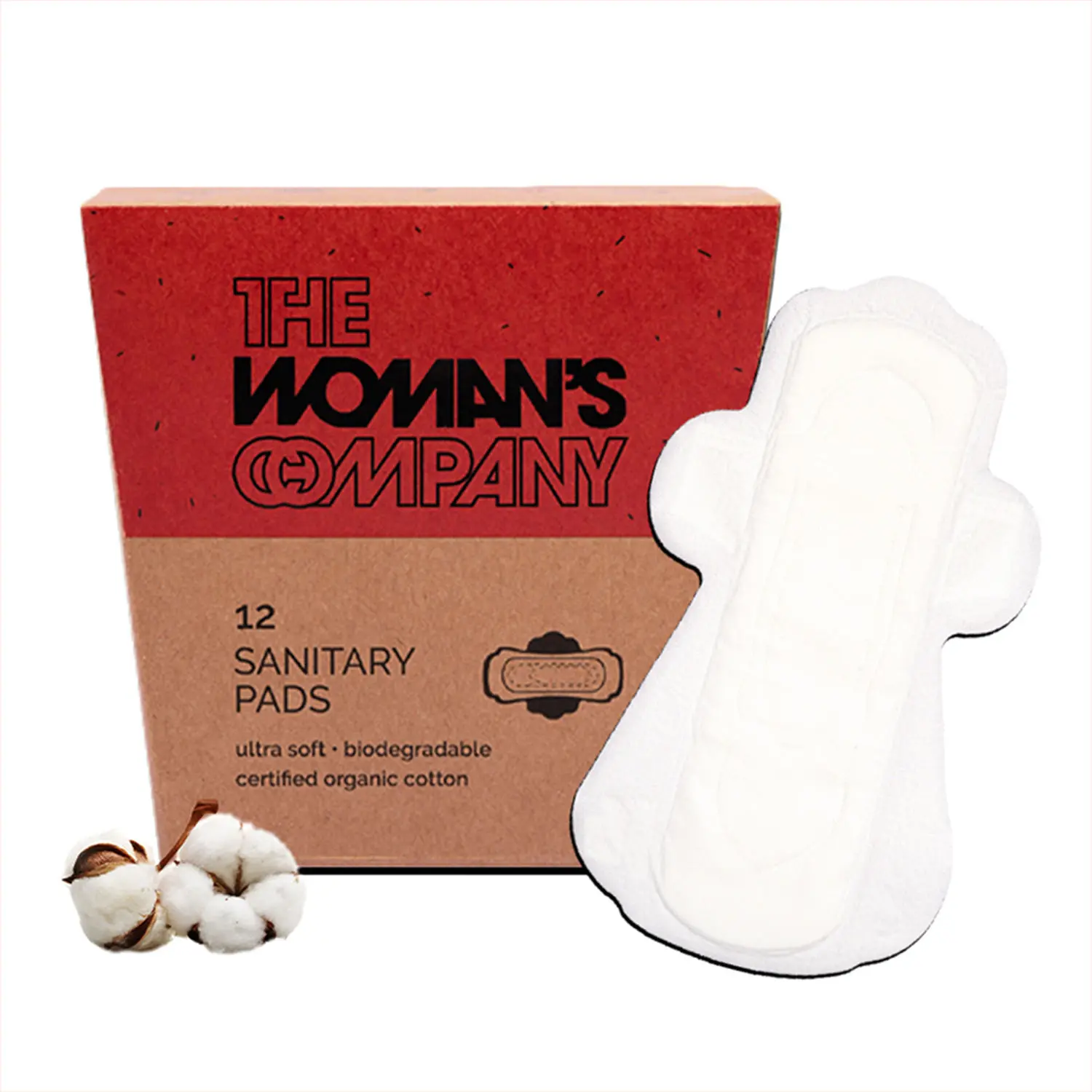 The Woman's Company Sanitary Pads- Day | Organic, Biodegradable, Chemical Free & Rash Proof | Napkin for Maximum Coverage & Normal Flow | 100% Cotton Regular Pad (Pack of 12pcs)