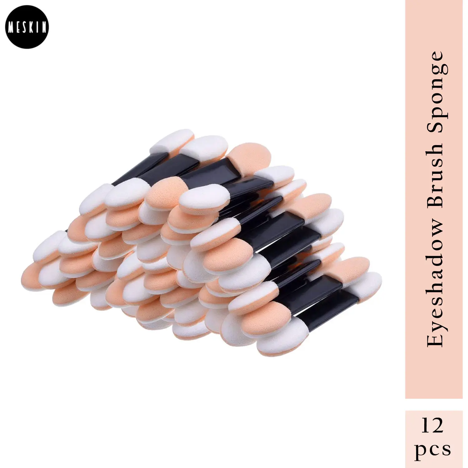 MeSkin Disposable Eyeshadow Sponge Applicator Brush 12pcs. Sponge Brush on Both The Sides