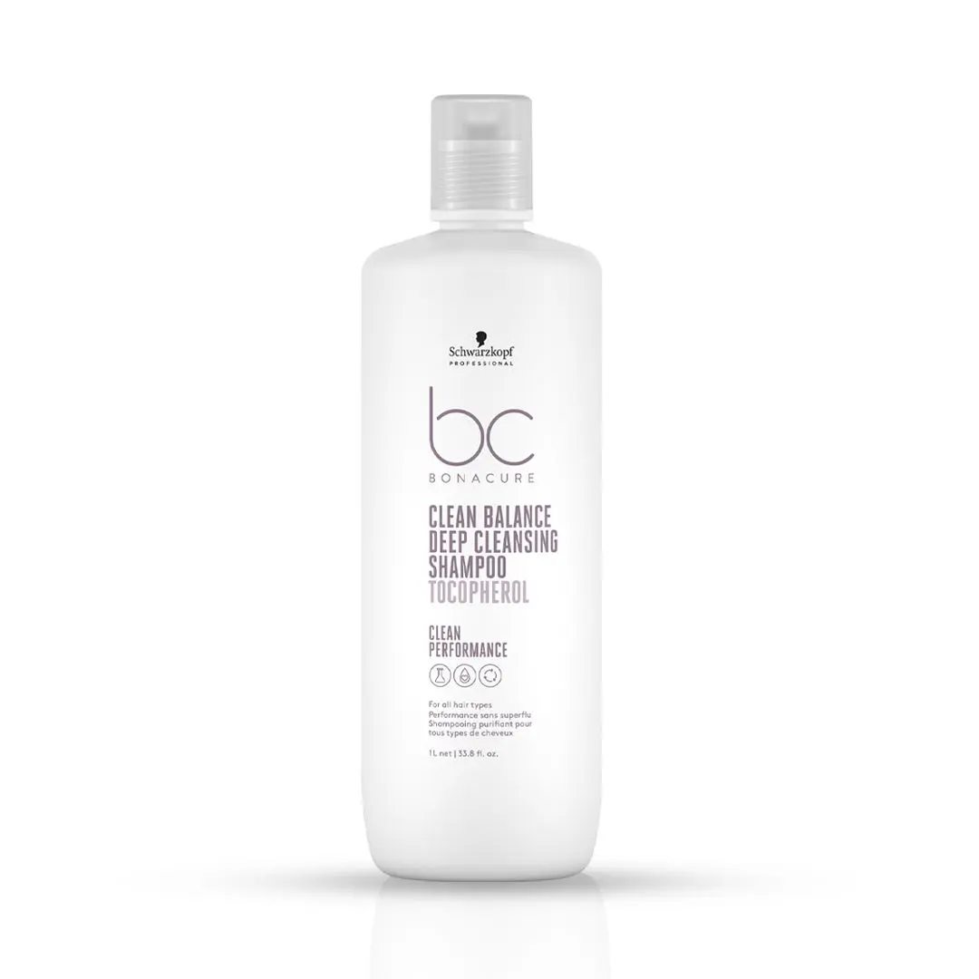 Schwarzkopf Professional Bonacure Clean Balance Deep Cleansing Shampoo with Tocopherol | For All Hair Types | 1L