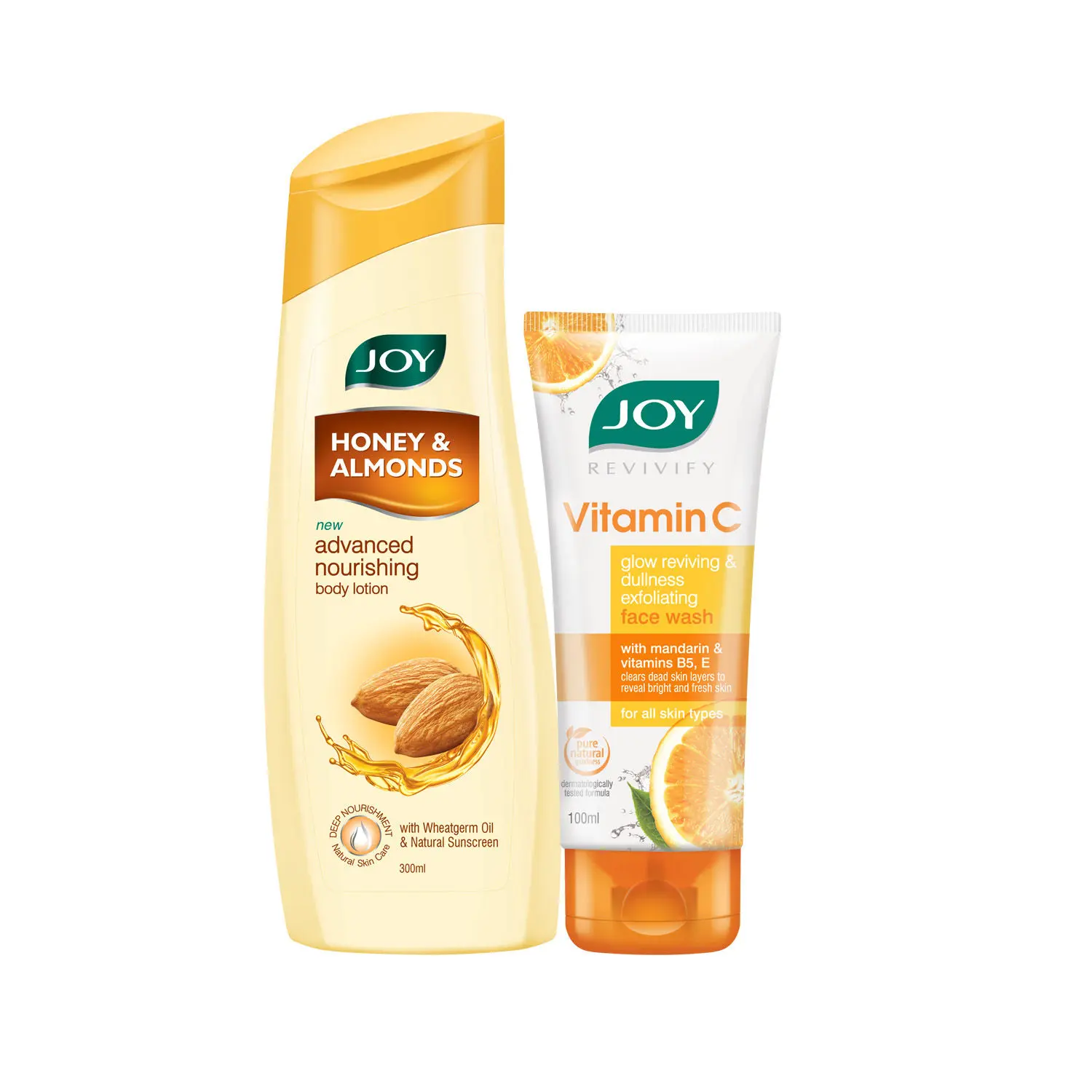 Joy Honey & Almonds Advanced Nourishing Body Lotion 300 ml & Joy Revivify Vitamin C Face Wash 100ml (Combo Pack)