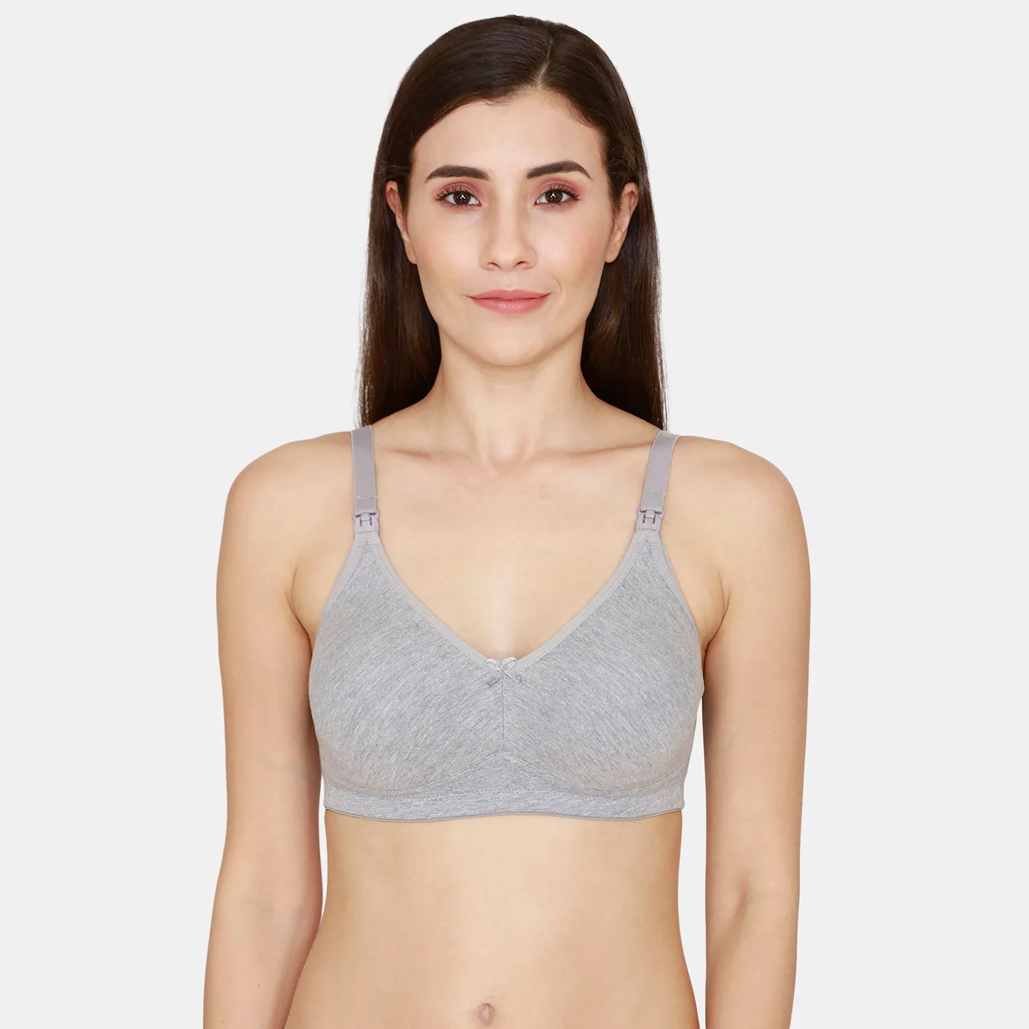 Zivame Maternity Double Layered Non Wired 3/4th Coverage Maternity/ Nursing Bra - Grey (34B)