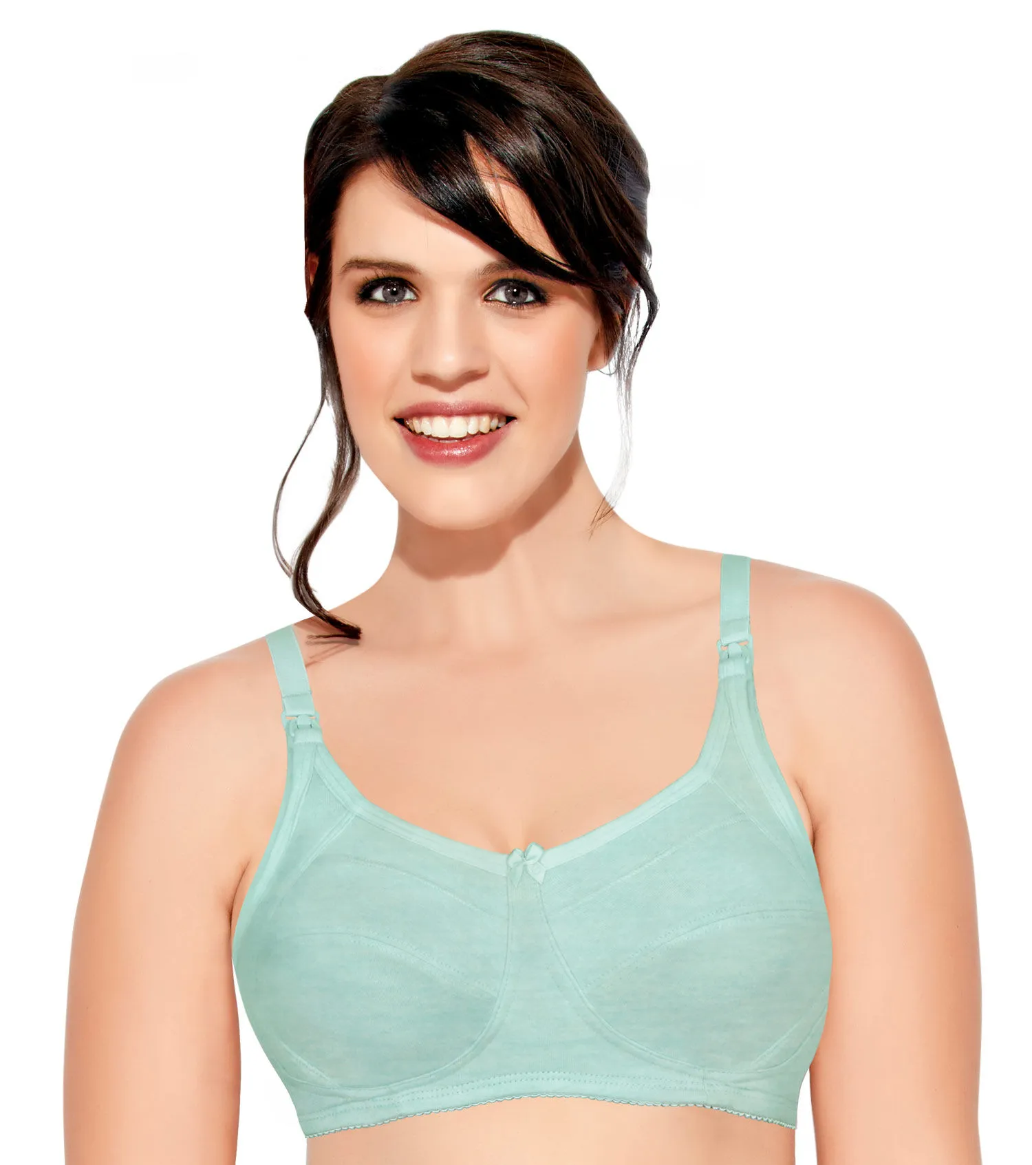 Enamor MT02 Sectioned Lift & Support Nursing Bra - Non-Padded Wirefree High Coverage - Blue (36C)