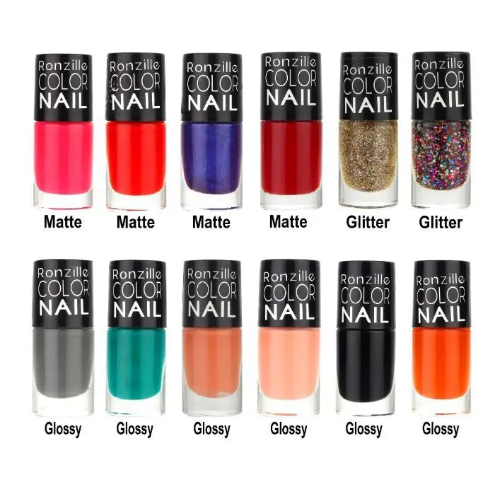 Ronzille Color Nail Premium Long Lasting Nail Paint Quick Dry 6 ml Each Pack of 12 (Combo C )