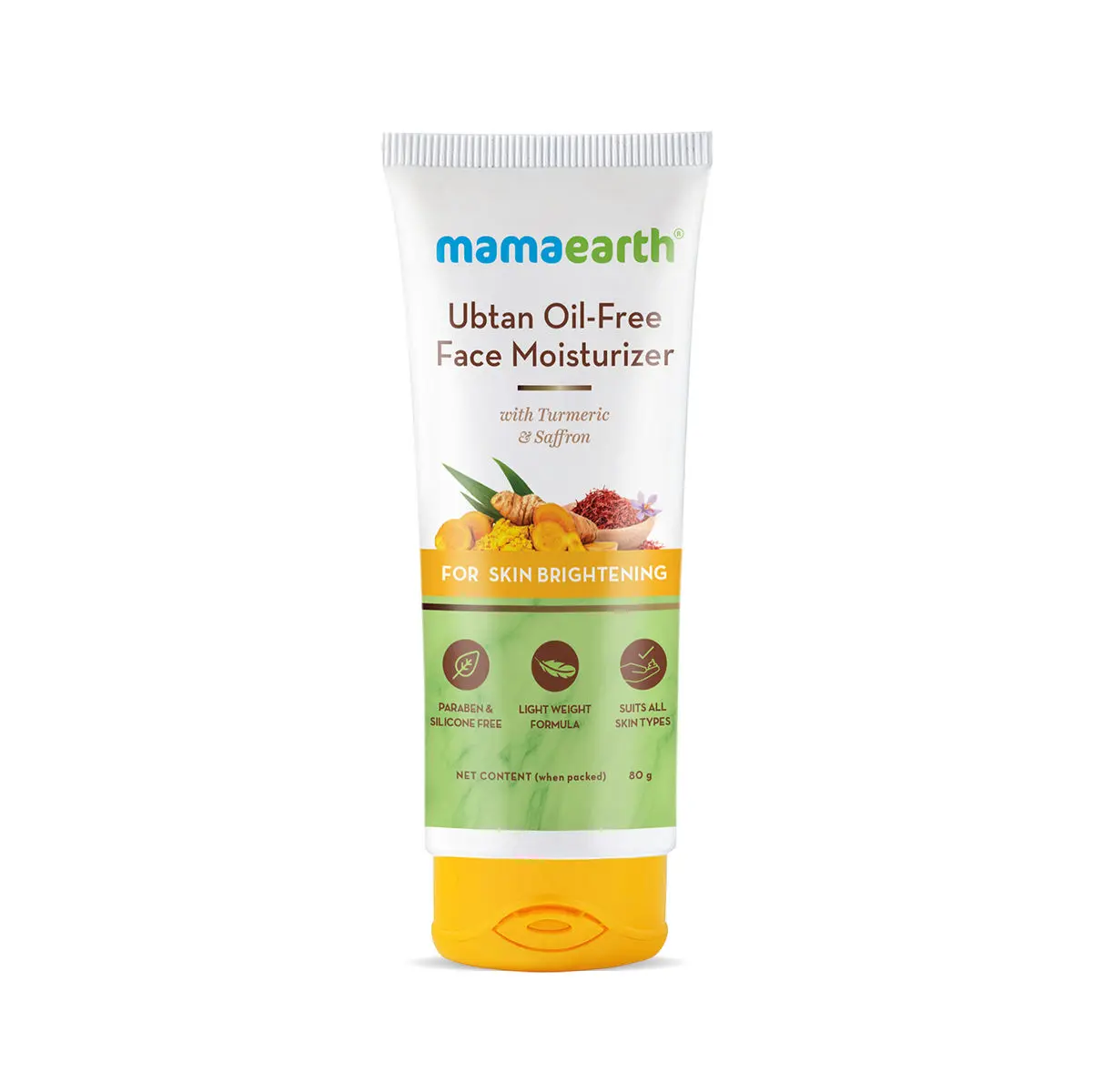 Mamaearth Ubtan Oil-Free Face Moisturizer with Turmeric & Saffron for Skin Brightening (80 ml)