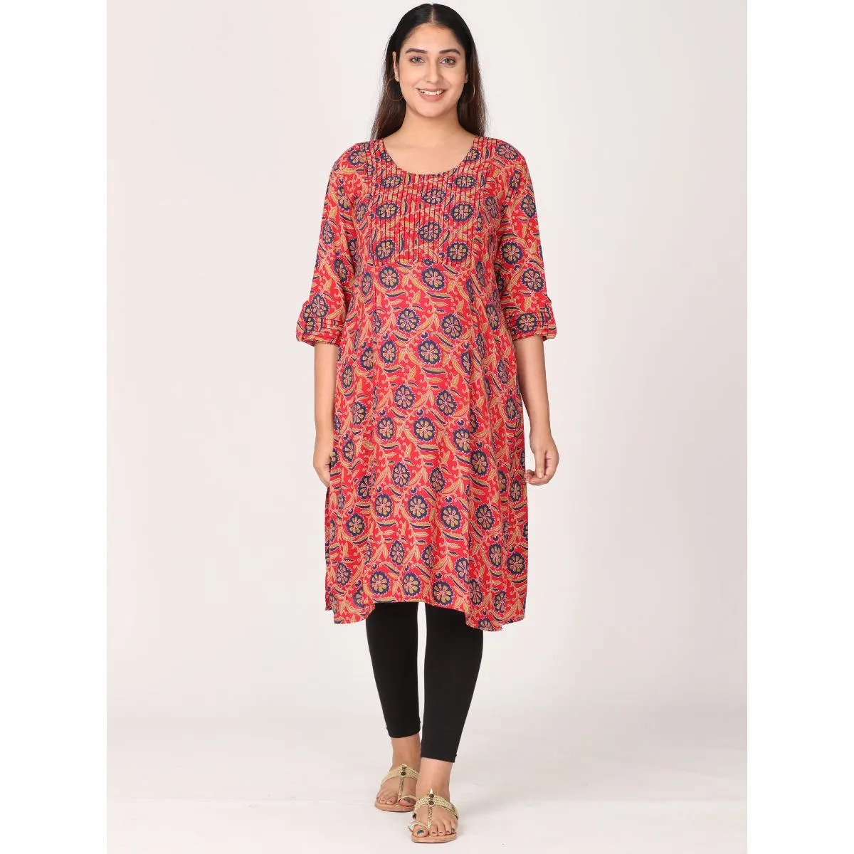 Morph Maternity Feeding Kurta With Vertical Nursing - Red (XXL)