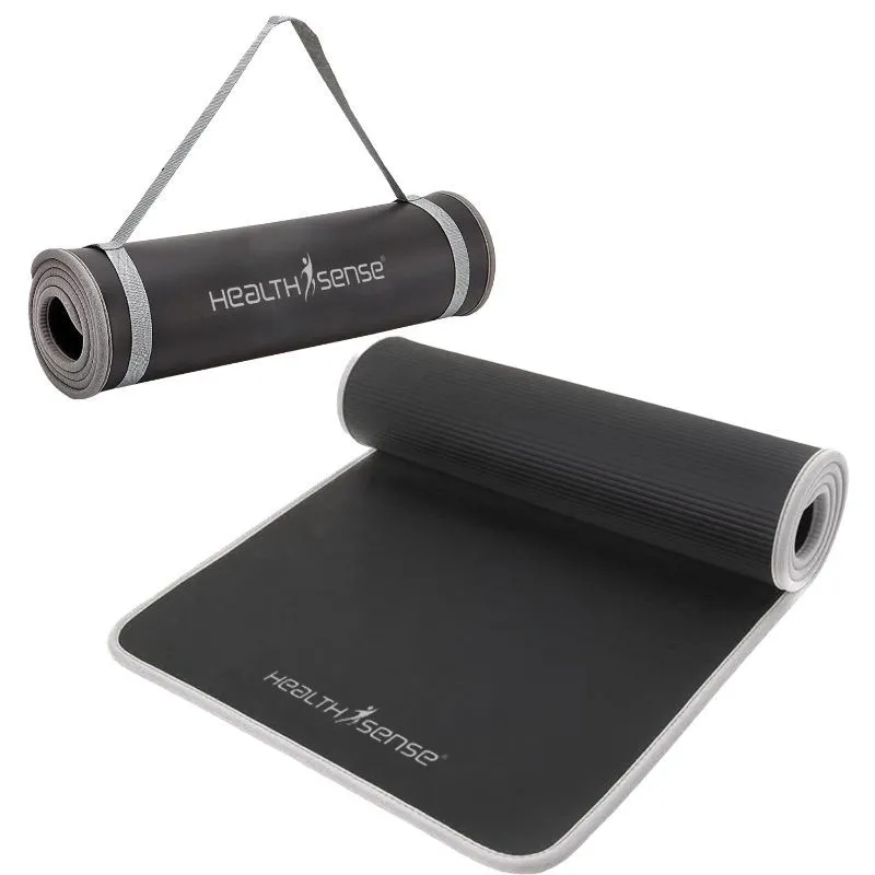 HealthSense Yoga Mat For Exercise Gym Mat For Home Workout With Carry Strap