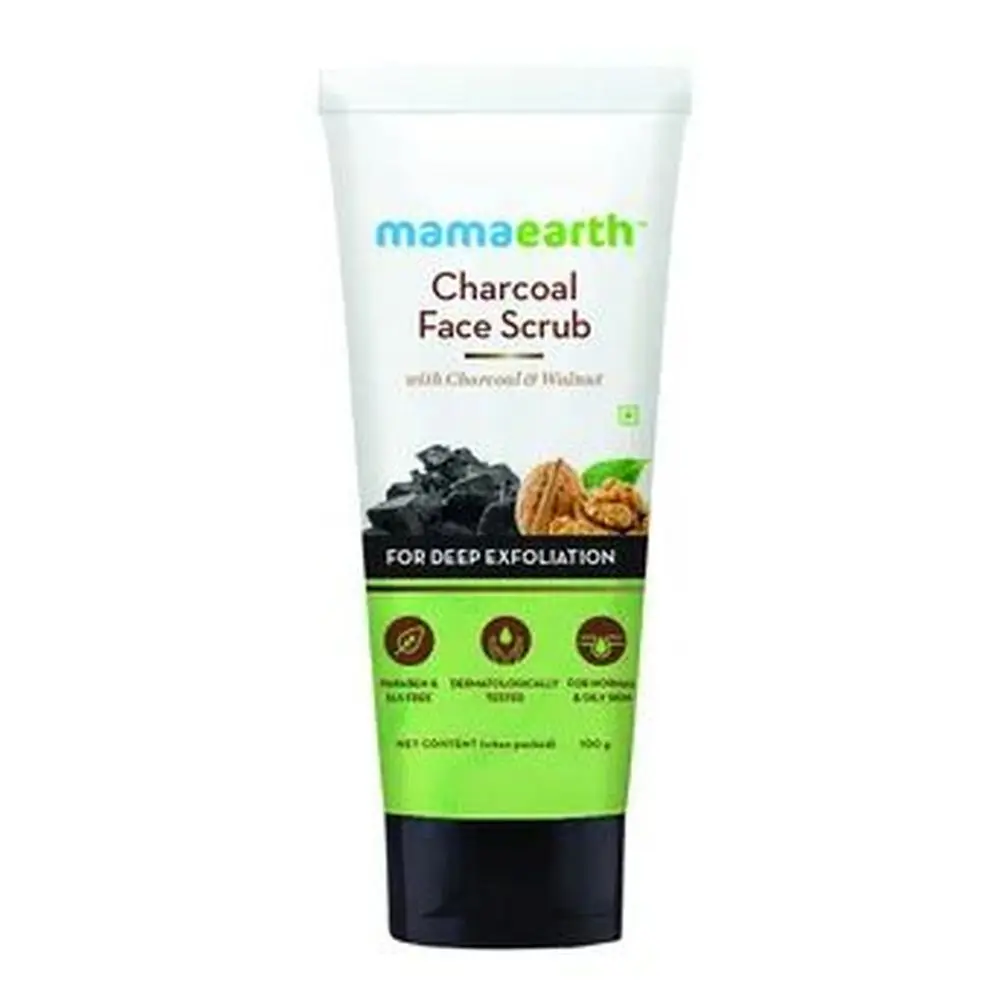 Mamaearth Charcoal Face Scrub For Oily Skin & Normal skin, with Charcoal & Walnut for Deep Exfoliation (100 g)