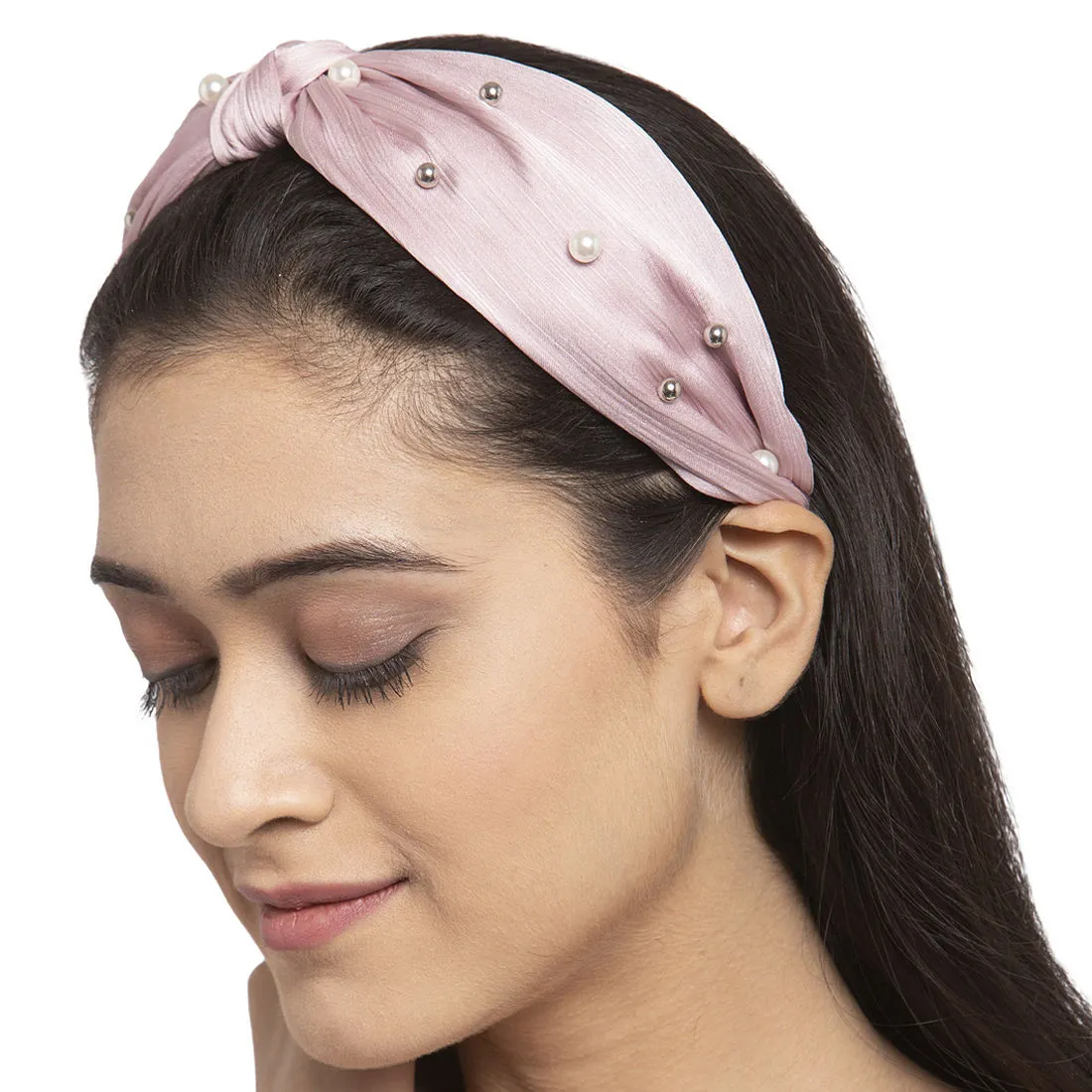 Ferosh Light Pink Multi Pearl Hair Band