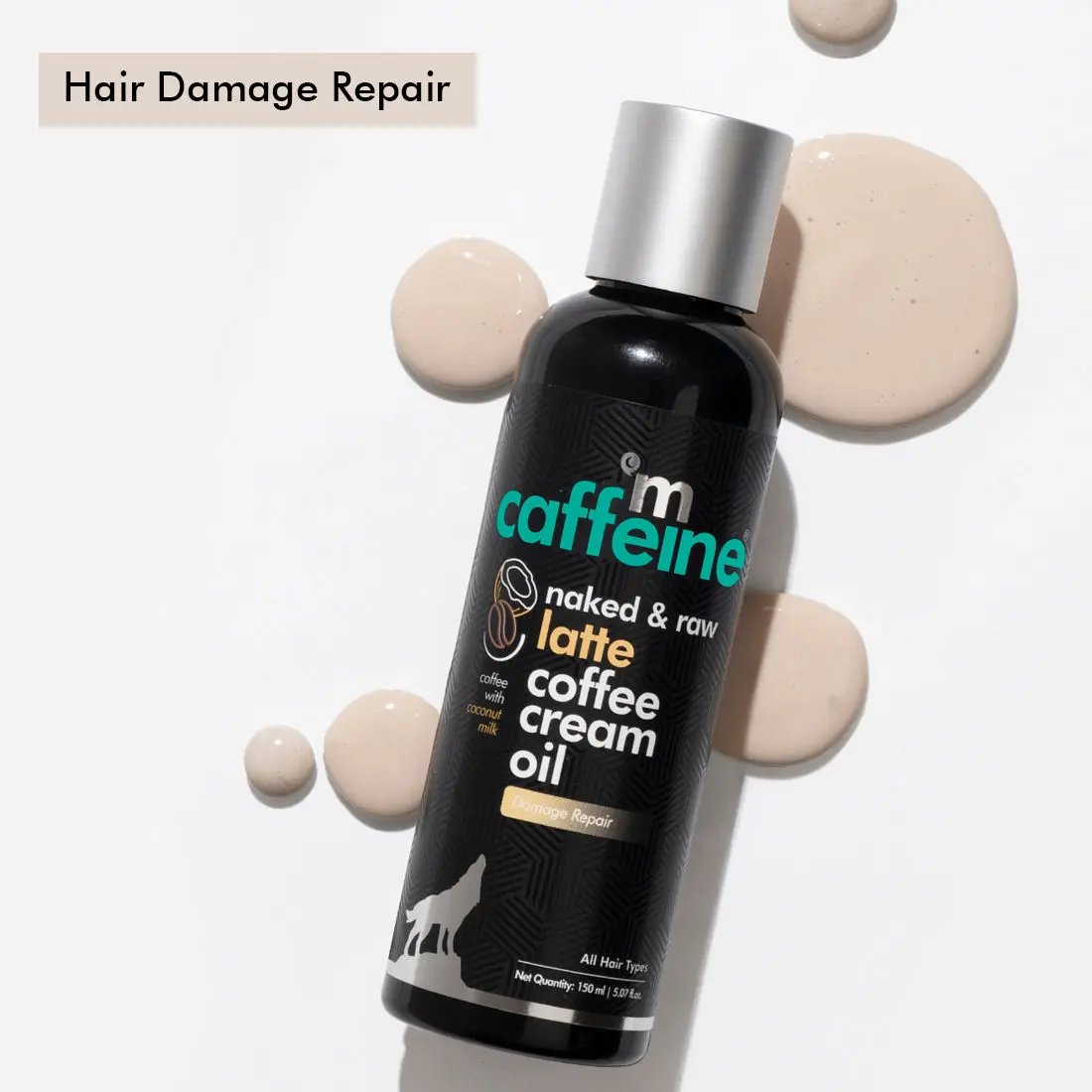 mCaffeine Pre-Shower Latte Coffee Scalp & Hair Cream Oil for Damage Repair | Rich Creamy Nourishment for Strong & Healthy Hair | Prevents Split Ends & Frizz | For Men & Women | 150 ml