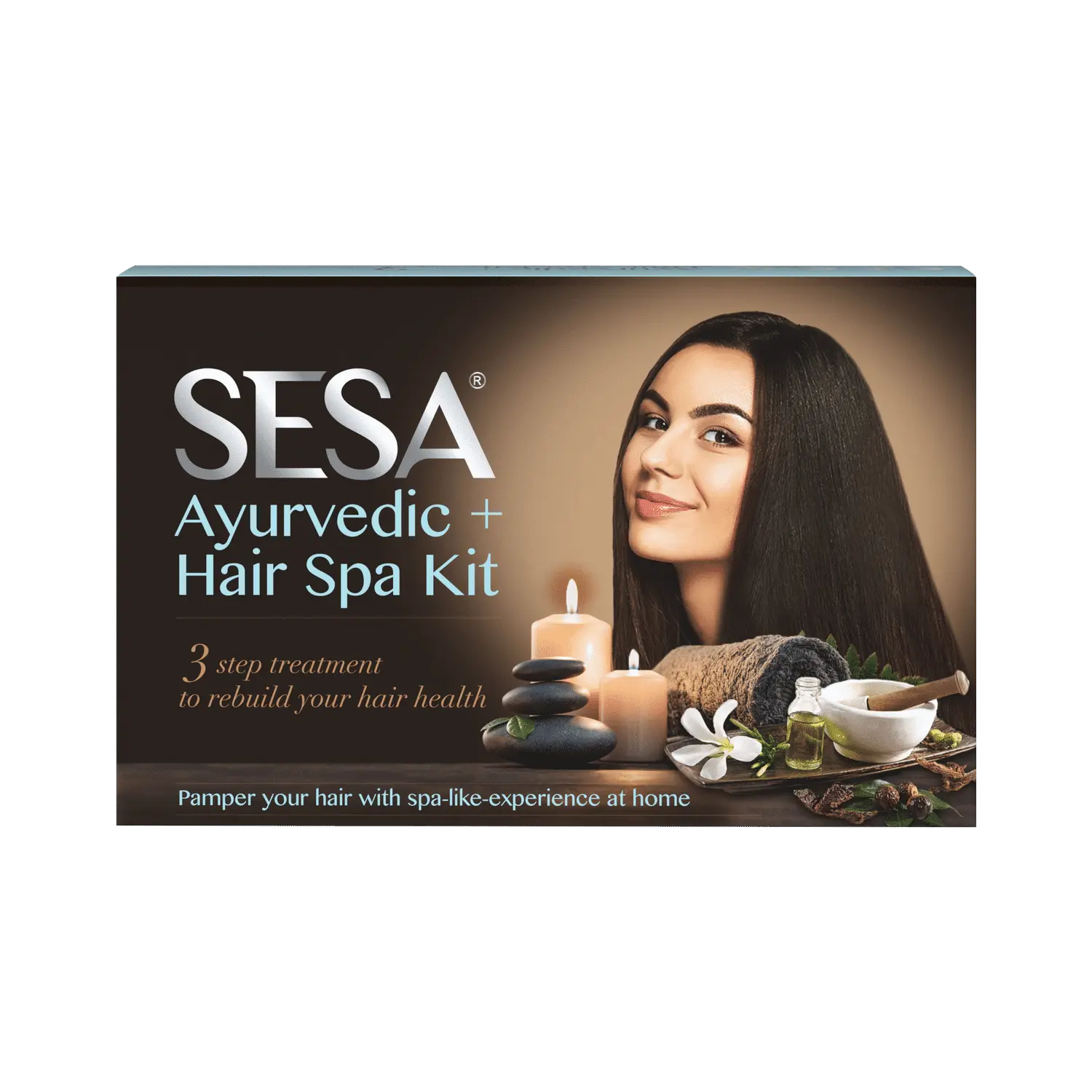 Sesa Ayurvedic+ DIY Premium Hair Spa Kit for Complete Deep Conditioning | Hair Fall Control & Hair Growth | Hair Vitaliser + Ayurvedic Shampoo + Hair Masque + Hair Lotion | Suitable for All Hair Types