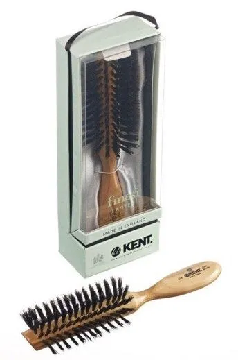 Kent LC8 Half Radial Cherry Wood Pure Black Bristle Dressing & Styling Premium Brush