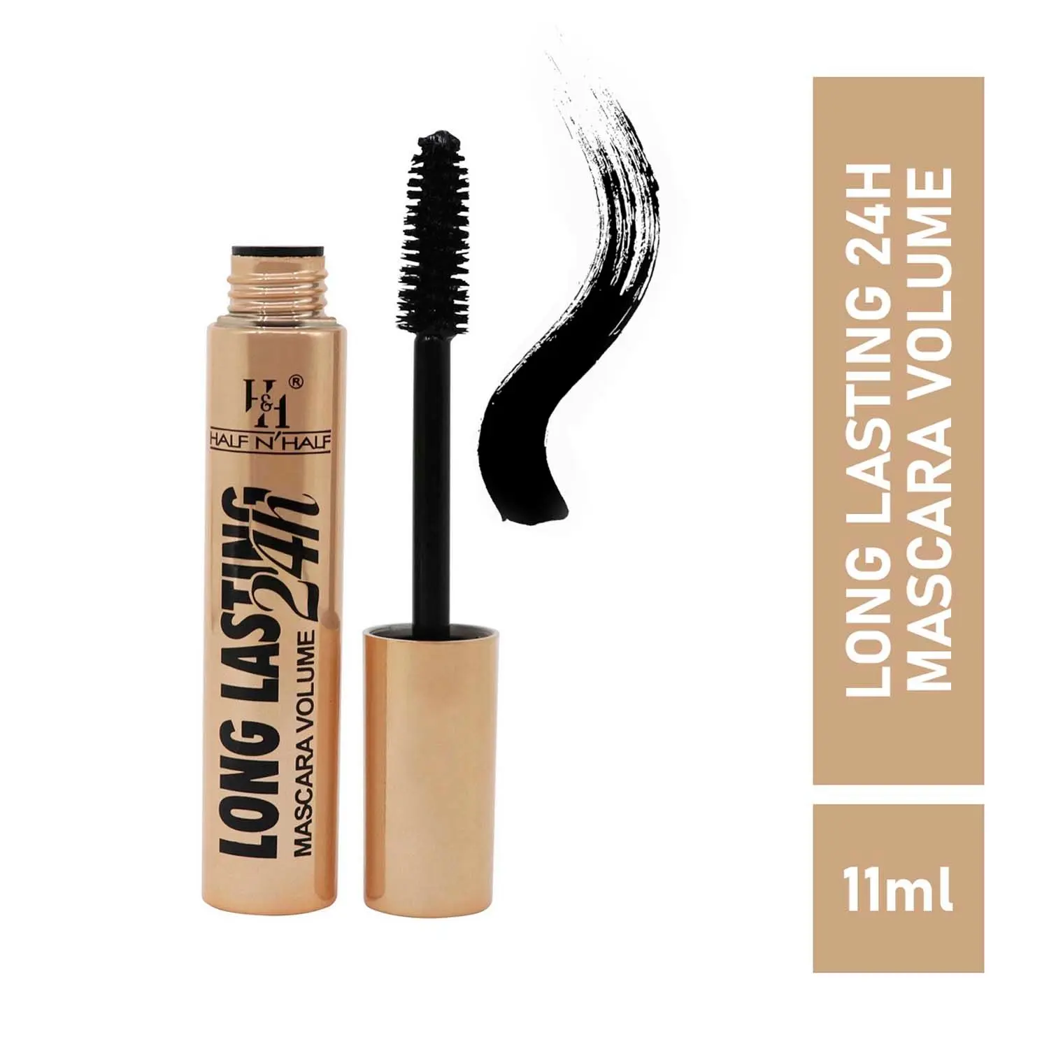 Half N Half Long Lasting Mascara Volume 24H, Amazing Look Mascara Infinity Lash Power Volume Waterproof, Black (11ml)