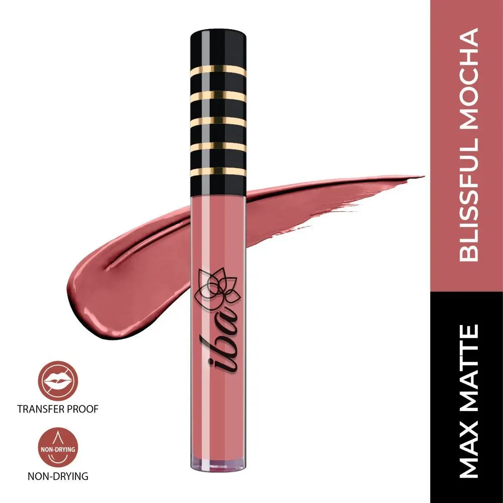 Iba Maxx Matte Liquid Lipstick Shade - Blissful Mocha, 2.6ml | Transfer proof |Vegan & Cruelty Free