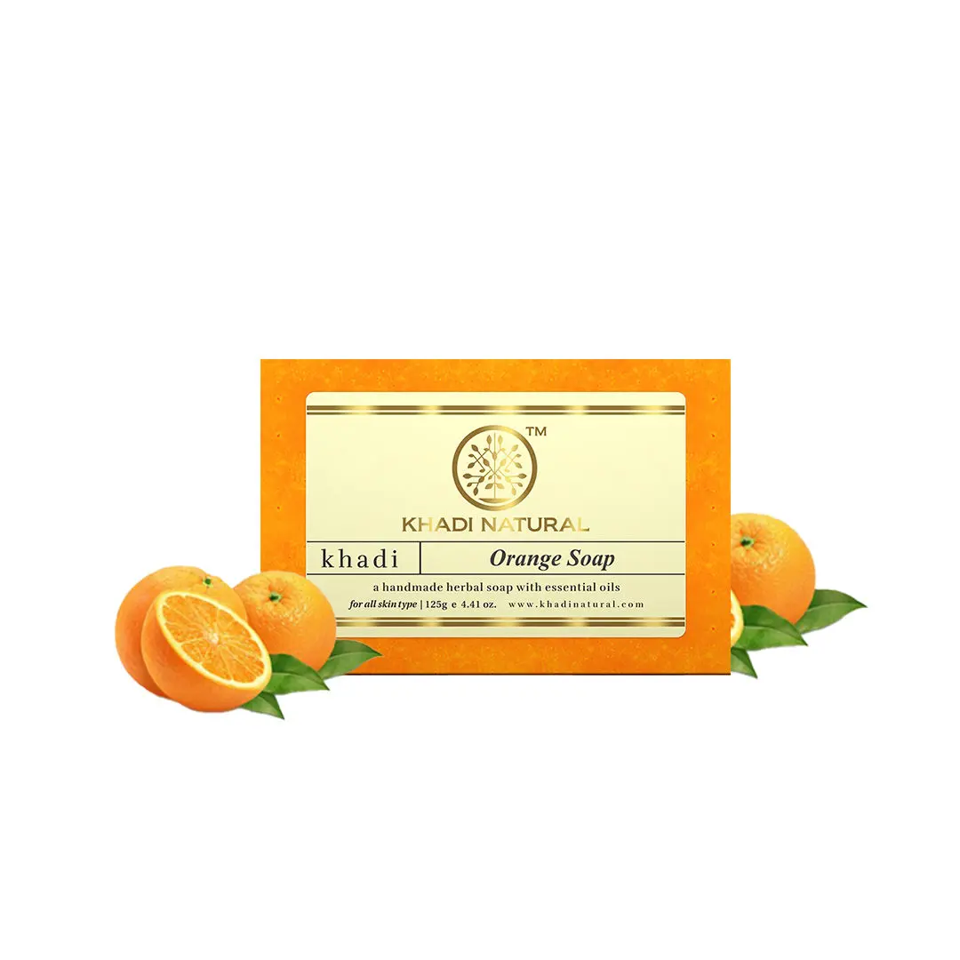 Khadi Natural Orange Handmade Soap| Cleanse, Tone & Nourish - (125gm)